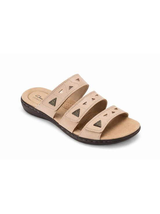 Clarks Shoes - Clarks Laurieann Nora Sand Leather Slide Sandals US 12W Wide Comfort Slip-On NWB